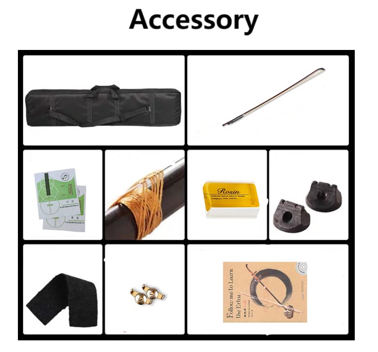 Landtom® Rosewood Erhu Chinese 2-string Violin Fiddle with Accessories