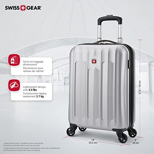 SWISSGEAR Chrome Hardside Spinner VIP Travel Luggage Silver