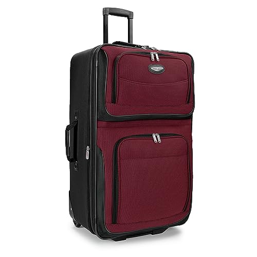 VIP Travel: Amsterdam Burgundy Checked-Large Rolling Luggage
