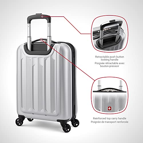 SWISSGEAR Chrome Hardside Spinner VIP Travel Luggage Silver