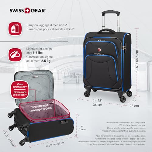 SwissGear Basel Collection Carry-On Spinner Luggage - Black/Blue
