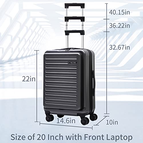 TydeCkare 20 Inch VIP Carry-On Luggage, Lightweight Gray