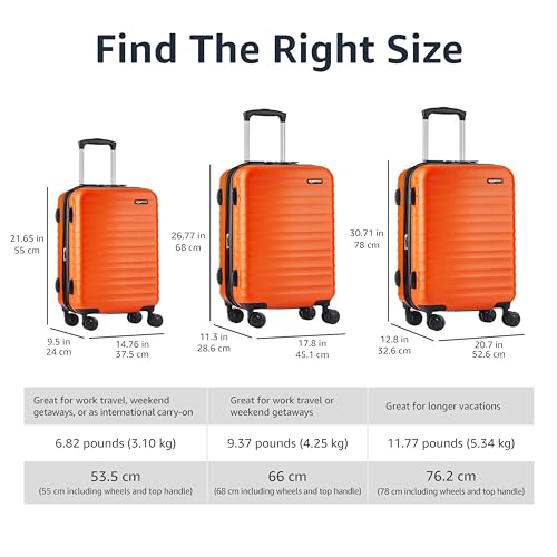 Amazon Basics 24-Inch Hardside Spinner VIP Luggage, Orange