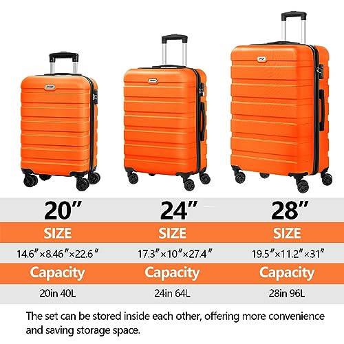 VIP Hardside Luggage Set with TSA Lock (Orange)