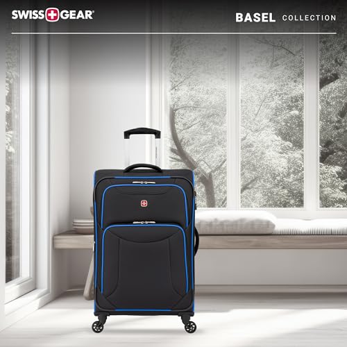 SwissGear Basel Collection 24" Spinner Luggage, Black/Blue