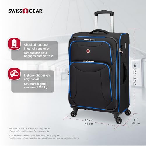 SwissGear Basel Collection 24" Spinner Luggage, Black/Blue