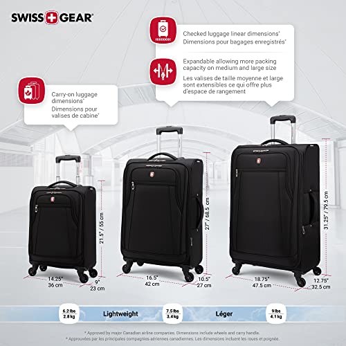 SwissGear VIP Cross Country Spinner Luggage Set, Black