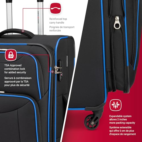 SwissGear Basel Collection 24" Spinner Luggage, Black/Blue