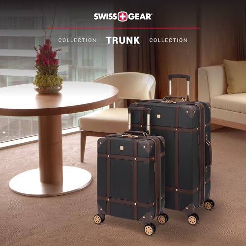 SwissGear Vintage Luggage Trunk Set - Black/Brown, 19" & 26