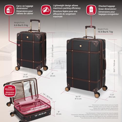 SwissGear Vintage Luggage Trunk Set - Black/Brown, 19" & 26