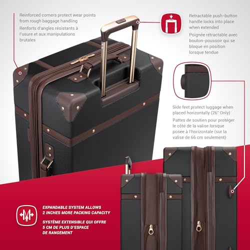 SwissGear Vintage Luggage Trunk Set - Black/Brown, 19" & 26