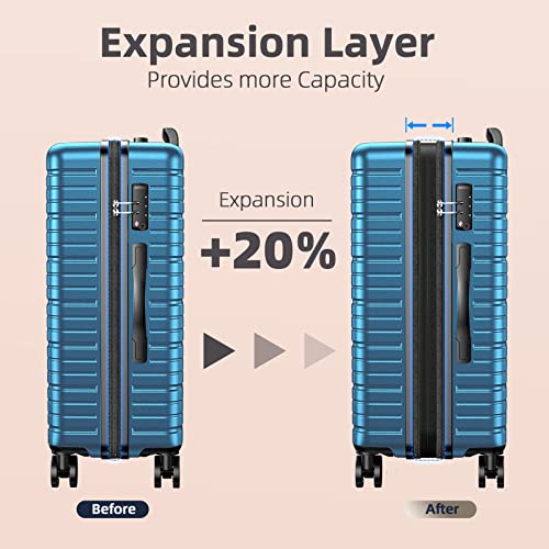 BEOW Lightweight Suitcase Set with TSA Lock - Navy Blue