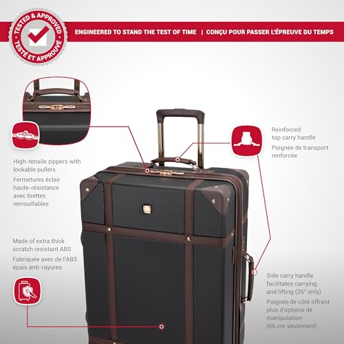 SwissGear Vintage Luggage Trunk Set - Black/Brown, 19" & 26