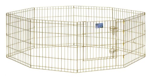 VIP Foldable Metal Pet Exercise Pen, Gold 24x24