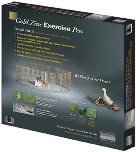 VIP Foldable Metal Pet Exercise Pen, Gold 24x24
