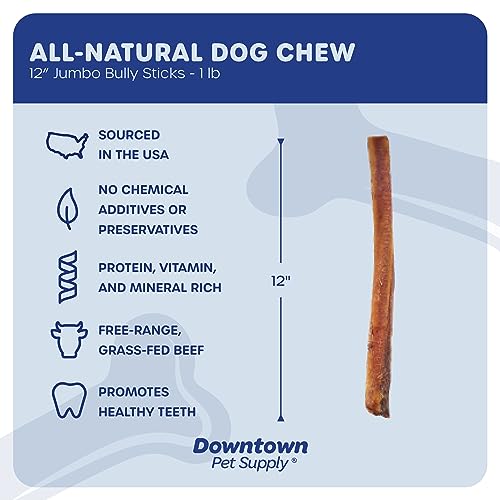 Jumbo USA Bully Sticks for Dogs - Natural Chew