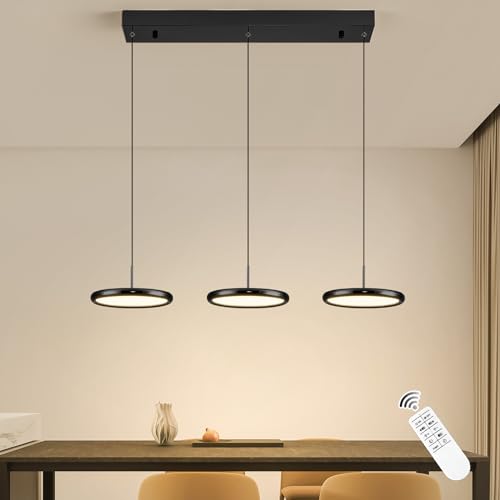 ORANOOR Black Pendant Lighting, Dimmable 3-Light LED Chandelier