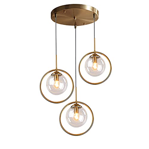 Industrial Vintage Brass Pendant Light with Glass Shade