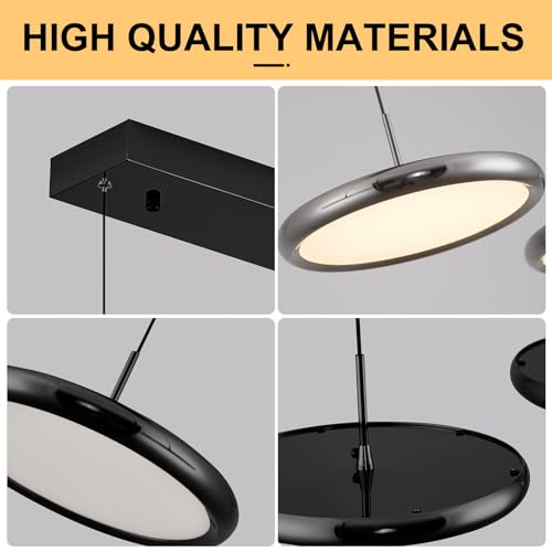 ORANOOR Black Pendant Lighting, Dimmable 3-Light LED Chandelier
