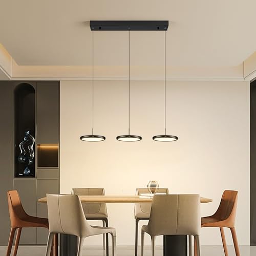 ORANOOR Black Pendant Lighting, Dimmable 3-Light LED Chandelier