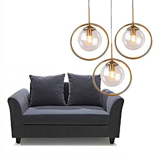 Industrial Vintage Brass Pendant Light with Glass Shade