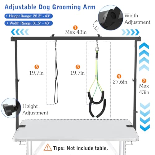 Pawaboo VIP Dog Grooming Arm Stand, Adjustable Loops
