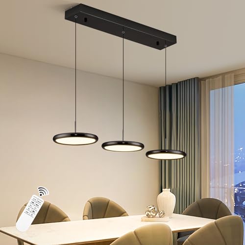 ORANOOR Black Pendant Lighting, Dimmable 3-Light LED Chandelier