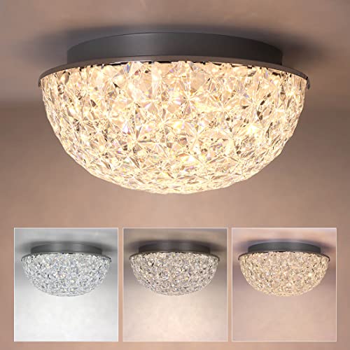Modern Crystal Chandelier Flush Mount Ceiling Light, Dimmable