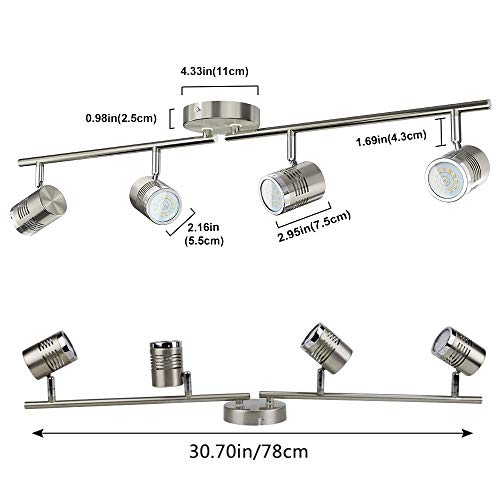 VIP Adjustable 4-Light Track Lighting Fixture, GU10 Bulbs