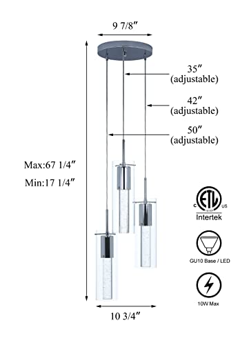 Crystal Kitchen Island Pendant Light with LED Bulb