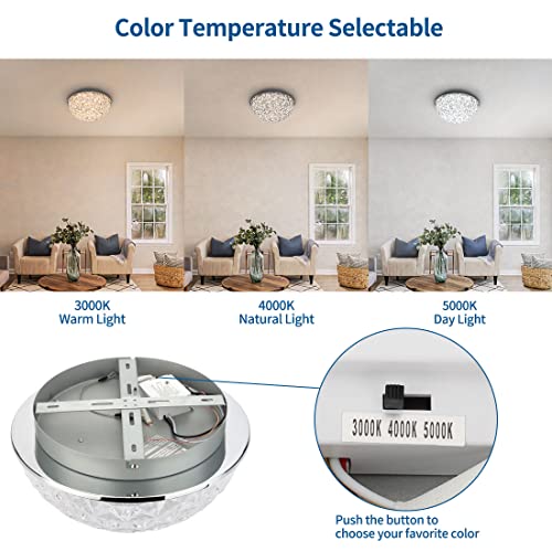 Modern Crystal Chandelier Flush Mount Ceiling Light, Dimmable