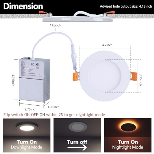 Togalonn 16 Pack LED Pot Lights with Night Light