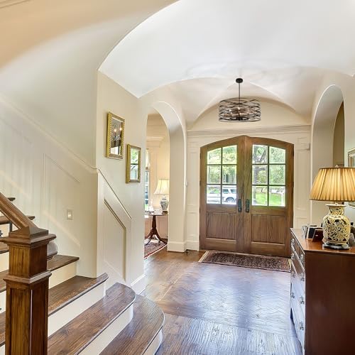 Rustic Drum Chandelier for Dining Room, Modern Farmhouse Lighting