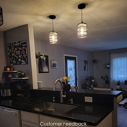 Handblown Clear Seeded Glass Pendant for Kitchen Island VIP