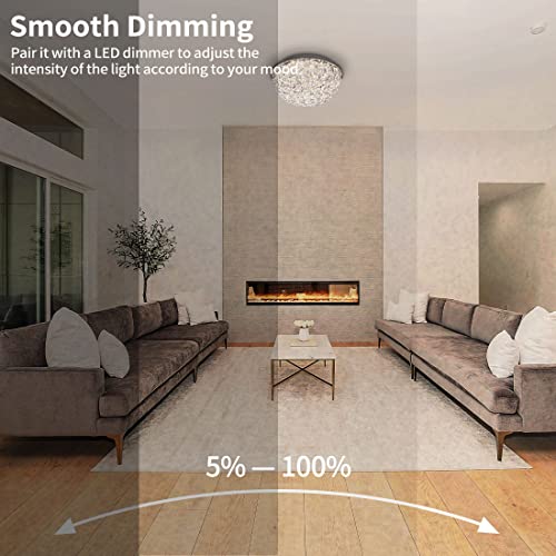 Modern Crystal Chandelier Flush Mount Ceiling Light, Dimmable