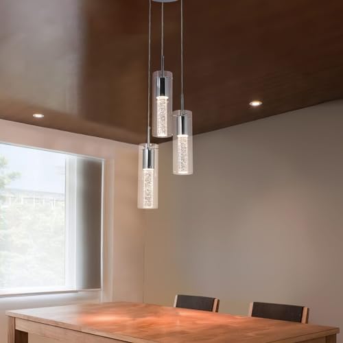Crystal Kitchen Island Pendant Light with LED Bulb