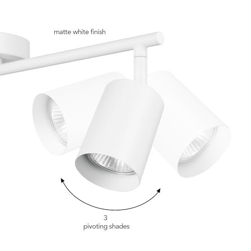 Globe Electric 3-Light Track Lighting, Matte White, Pivoting Shades