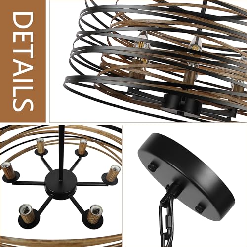 Rustic Drum Chandelier for Dining Room, Modern Farmhouse Lighting