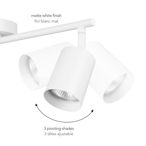 Globe Electric 3-Light Track Lighting, Matte White, Pivoting Shades