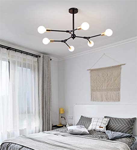 Industrial Sputnik Chandelier - 6 Lights Gold Black