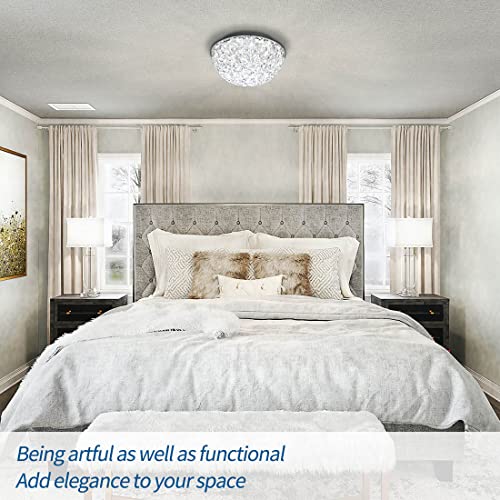 Modern Crystal Chandelier Flush Mount Ceiling Light, Dimmable