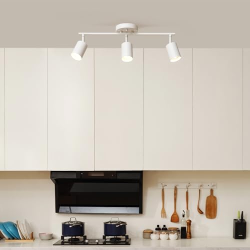 Globe Electric 3-Light Track Lighting, Matte White, Pivoting Shades