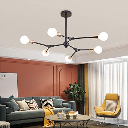 Industrial Sputnik Chandelier - 6 Lights Gold Black