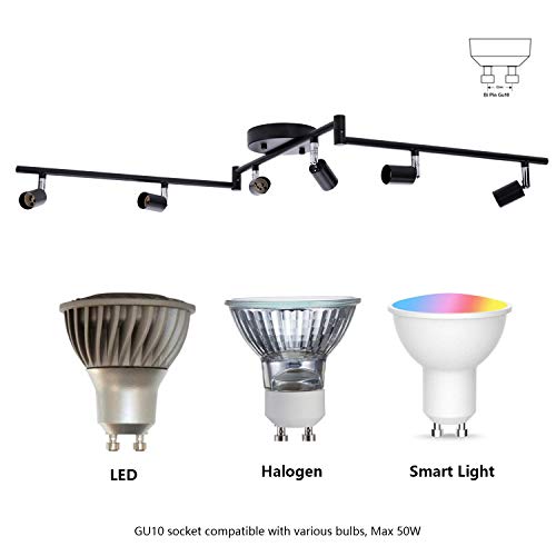 AIBOO 6-Light Adjustable LED Dimmable Track Lighting Kit