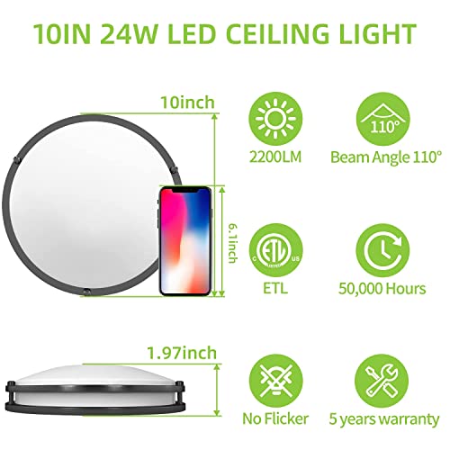 Bilrect 10" Dimmable LED Light Fixture 2-Pack