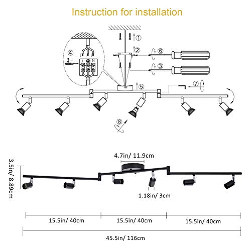 AIBOO 6-Light Adjustable LED Dimmable Track Lighting Kit