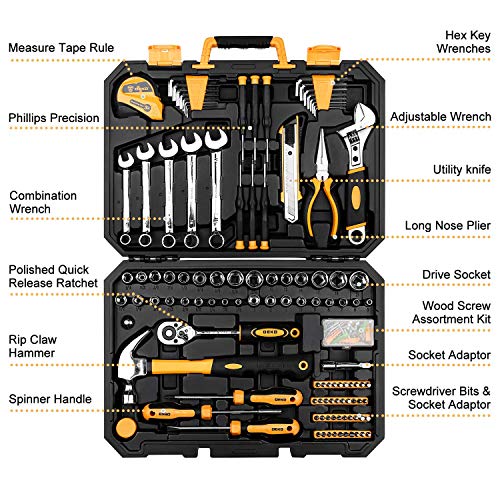 DEKOPRO 158-Piece VIP Hand Tool Kit in Plastic Box
