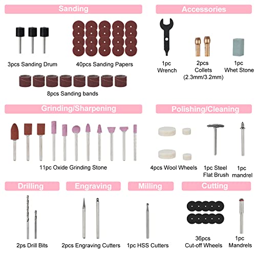 VIP WORKPRO Cordless Rotary Tool Kit, Pink, 5 Speeds