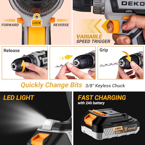 20V Cordless Drill Tool Kit Set: Electric Driver