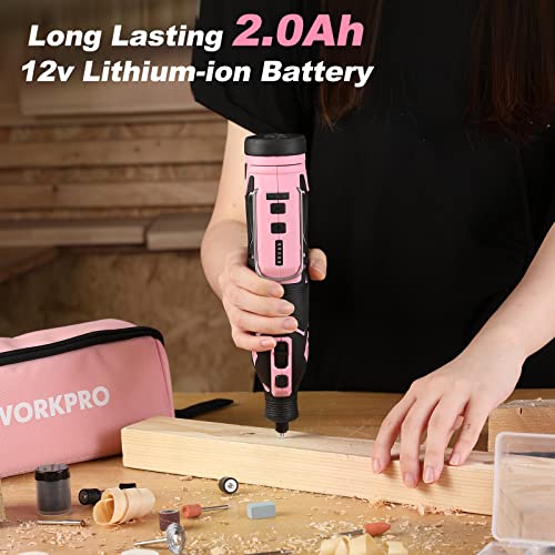VIP WORKPRO Cordless Rotary Tool Kit, Pink, 5 Speeds